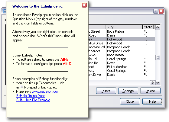 Ezhelp menu screenshot