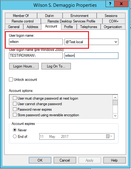Active Directory User Name