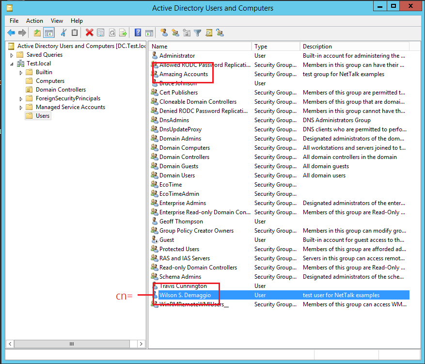 example of CN in Active Directory Server