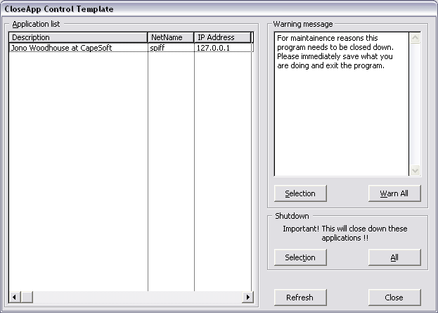 CloseApp Control Template screenshot