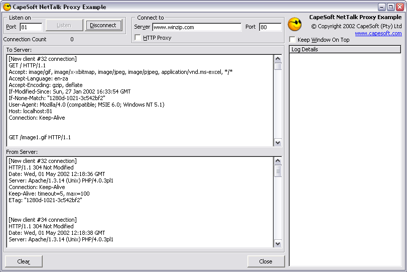NetTalk Proxy example screenshot