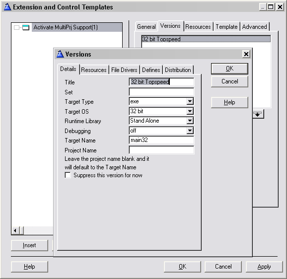 Main - Multi-Proj Versions Tab