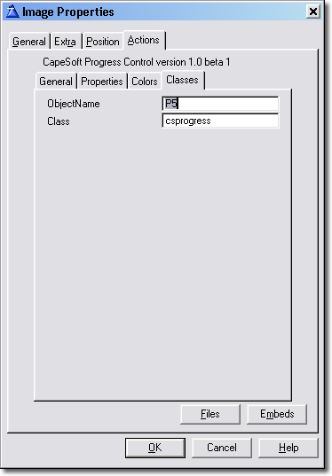 image properties classes tab