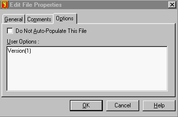 Figure 2: Options Tab on File Properties Screen